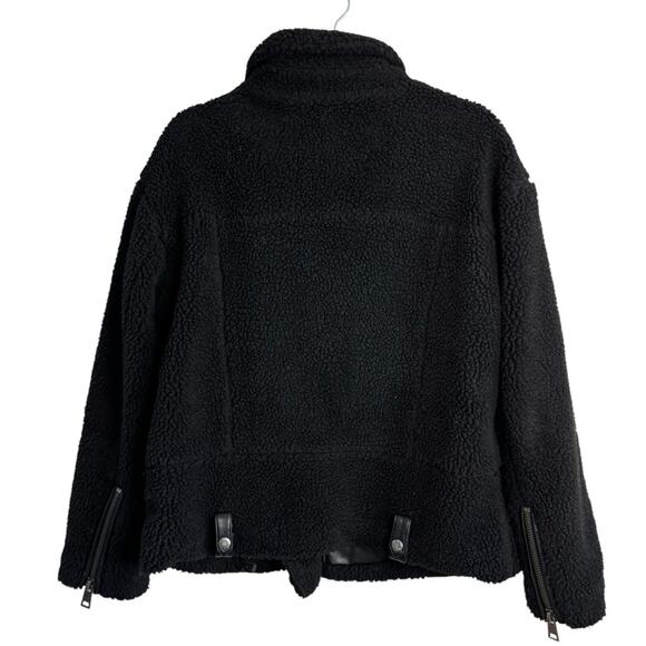 Levi's Oversized Faux Fur Sherpa Black Moto Jacket - Picture 3 of 10